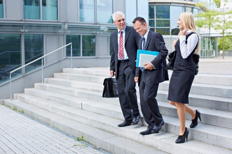 Lawyers walking and talking